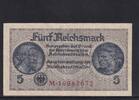Drittes Reich Reichskreditkasse, 5 Reichsmark Ro.553b, ZWK-4b, KN 8 stellig, ohne Prägestempel, Serie: M, -