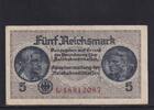 Drittes Reich Reichskreditkasse, 5 Reichsmark Ro.553b, ZWK-4b, KN 8 stellig, ohne Prägestempel, Serie: L, -