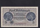 Drittes Reich Reichskreditkasse, 5 Reichsmark Ro.553b, ZWK-4b, KN 8 stellig, ohne Prägestempel, Serie: J, -