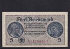 Drittes Reich Reichskreditkasse, 5 Reichsmark Ro.553b, ZWK-4b, KN 8 stellig, ohne Prägestempel, Serie: J, -