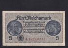 Drittes Reich Reichskreditkasse, 5 Reichsmark Ro.553b, ZWK-4b, KN 8 stellig, ohne Prägestempel, Serie: J, -