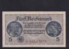 Drittes Reich Reichskreditkasse, 5 Reichsmark Ro.553b, ZWK-4b, KN 8 stellig, ohne Prägestempel, Serie: G, -