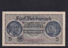 Drittes Reich Reichskreditkasse, 5 Reichsmark Ro.553b, ZWK-4b, KN 8 stellig, ohne Prägestempel, Serie: F, -