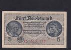 Drittes Reich Reichskreditkasse, 5 Reichsmark Ro.553b, ZWK-4b, KN 8 stellig, ohne Prägestempel, Serie: C, -