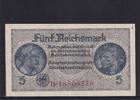 Drittes Reich Reichskreditkasse, 5 Reichsmark Ro.553b, ZWK-4b, KN 8 stellig, ohne Prägestempel, Serie: B, -