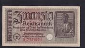 Drittes Reich Reichskreditkasse, 20 Reichsmark Ro.554a, ZWK-5a, Serie: D, -