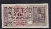 Drittes Reich Reichskreditkasse, 20 Reichsmark Ro.554a, ZWK-5a, Serie: F, -