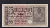 Drittes Reich Reichskreditkasse, 20 Reichsmark Ro.554a, ZWK-5a, Serie: H, -