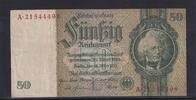 Deutsches Reich, Drittes Reich, 50 Reichsmark Ro.175c, DEU-210c, Zwischenform, Wz. Kopf, Udr. Bst. L, Serie: A, KN rot, -