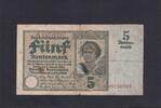 Weimarer Republik, Rentenbank, 5 Rentenmark Ro.164b, DEU-209b, KN 8 stellig, KN rot, -