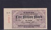 Deutsches Reich, Badische Bank, 1 Million Mark Mannheim, Badische Bank, BAD-11a, KN 5 stellig, -