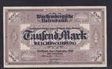 Weimarer Republik, Württemberg, 1000 Mark Stuttgart, Württembergische Notenbank mit Handunterschrift, -