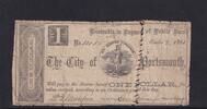 USA, Konföderierte Staaten, 1 Dollar auf 100 Dollarschein gedruckt, The City of Portsmouth, -
