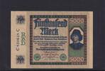 5000 Mark 1922 Deutsches Reich, Weimarer Republik, Ro.76, DEU-87, gebraucht III+, kleiner Riss,