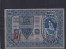 1000 Kronen 1902(1919) Tschechoslowakei, Zeitgenössische Fälschung der aufgedruckten Marke, Original aus der Zeit, stark gebraucht IV+, kleine Lö...