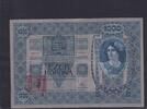 1000 Kronen 1902(1919) Tschechoslowakei, Zeitgenössische Fälschung der aufgedruckten Marke, Original aus der Zeit, gebraucht III+,
