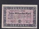 Baden, 10 Milliarden Mark Hüfingen, Stadt, Rs. unbedruckt, KN fehlt, -