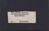 Altdeutschland, Baden-Württemberg, 15 Kreutzer, Zollzeichen, Chausseegeld. Hoch=Fürstlich=Hohenlohe=und Waldenburg=Schillings=fürstl. Zollzeichen, -