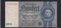 Deutsches Reich, Drittes Reich, 100 Reichsmark Ro.176b, DEU-211b, Zwischenform, Udr.-Bst. B Serie: V, -