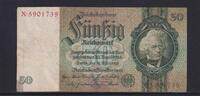 Deutsches Reich, Drittes Reich, 50 Reichsmark Ro.175a, DEU-210a, Friedensdruck, KN 7 stellig, Udr. Bst. X, Serie: X, -