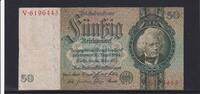 Deutsches Reich, Drittes Reich, 50 Reichsmark Ro.175a, DEU-210a, Friedensdruck, KN 7 stellig, Udr. Bst. X, Serie: V, -