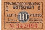 Weimarer Republik, Sachsen, 10 Pfennig Plauen, Stadt, -