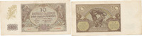 Deutschland,Drittes Reich, 10 Zloty Generalgouvernement Polen, Ro.574a ohne Punkt nach Serienbuchstaben, -