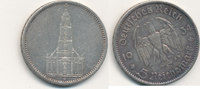 Deutsches Reich, Drittes Reich 5 Reichsmark Stempelfehler, Rs.verdreht,