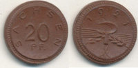 Deutsches Reich,Weimarer Republik, 20 Pfennig,Böttgersteinzeug, Sachsen,