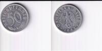 50 Reichspfennig 1941 D Deutsches Reich, Drittes Reich, J.372, mit Hakenkreuz, vz-st, Alu,