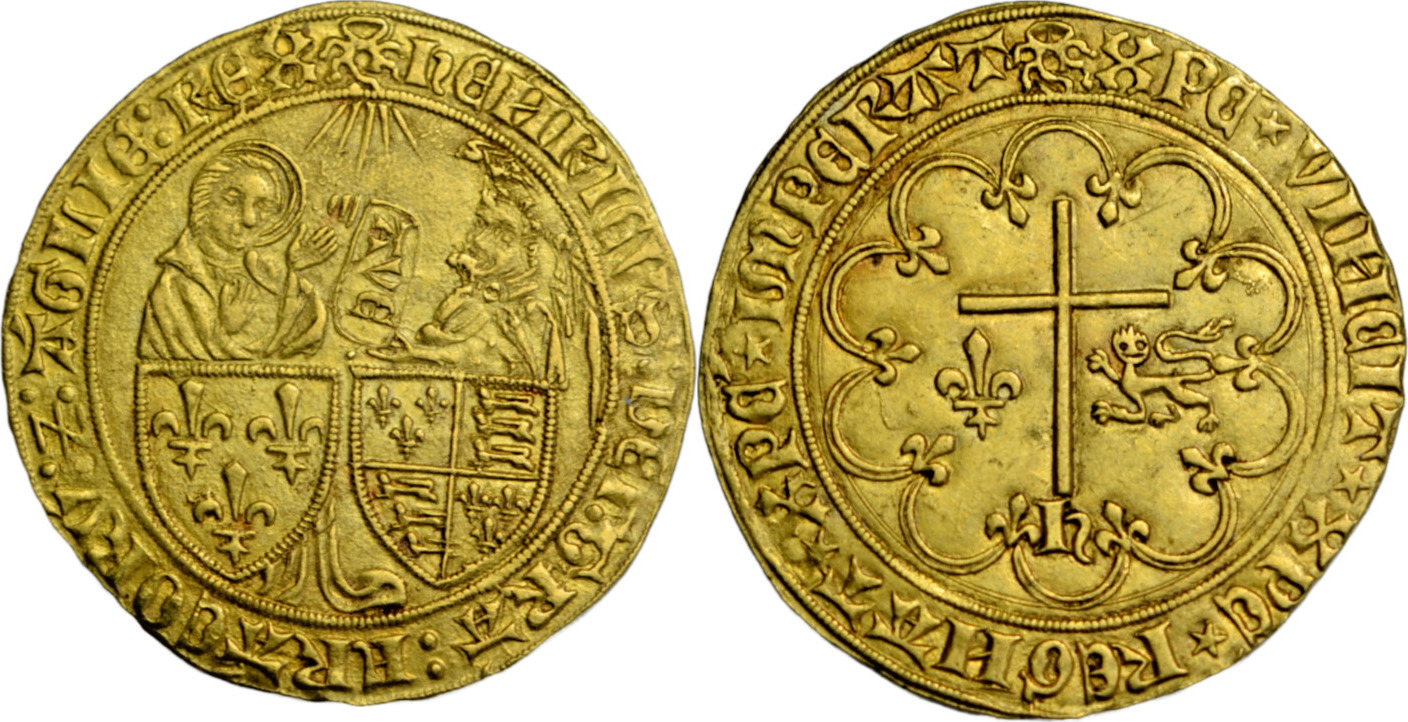 Salut D'or 1423 Anglo-gallic, Henry Vi, Gold Les Mans Mint, Or Later 