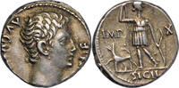 denarius 15-13 BC v. Chr. Augustus, silver Lugdunum, c. 15-13 BC, Diana with hunting dog