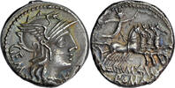 AR denarius Roman Republic, M. Aburius Geminus 132 BC, Roma/Sol