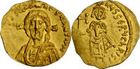 tremissis 5 AD Byzantine, Justinian II, gold  c. 692-5 AD, Christ facing/Emperor
