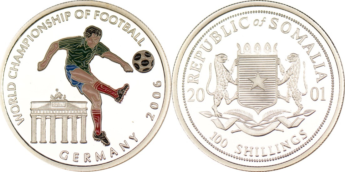 Somalia 100 Shillings 2001 Fußballspieler vor dem Brandenburger Tor PP