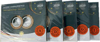 Deutschland 5 x 10 Euro Luft bewegt - An Land, kompletter Satz A,D,F,G,J , jeweils im Blister -