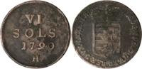 Luxemburg 6 Sols Luxemburg, 6 Sols, Leopold II., 1790 H, ss (schöne Patina)