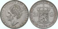 Niederlande 2 1/2 Gulden Wilhelmina grobes Haar -