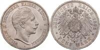 Preussen 5 Mark Wilhelm II., selten in dieser guten Erhaltung -