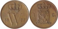Niederlande 1 Cent Niederlande, 1 Cent, gekröntes W, 1877, vz/st