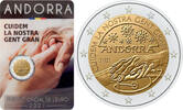 Andorra 2 Euro 2 euro 2021 andora taking care of the elderly coin card -