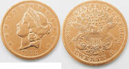 USA $20 1868 S AU+