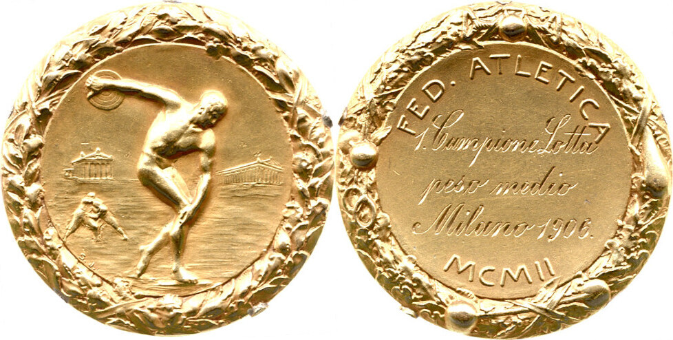 Italien FED ATLETICA Goldmedallie Mailand 1902 hergestellt 1906