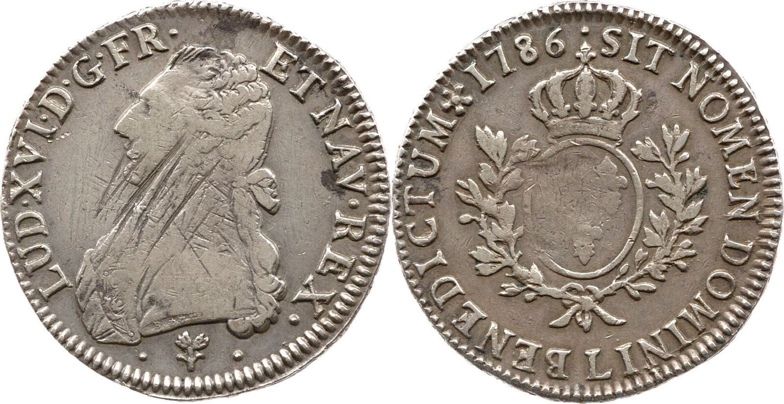 Frankreich 1 Écu 1786 Bayonne, Louis XVI, SIT NOMEN DOMINIT BENEDICTUM
