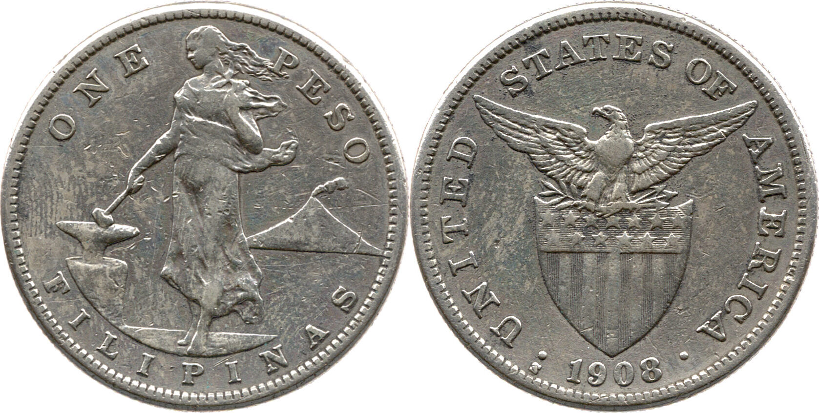 Philippinen 1 Peso 1908 S Vereinigte Staaten Amerikas Filippinen   793 C3 C 