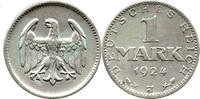 Weimarer Republik 1 Mark 1924 J Deutsches Reich, Hamburg sehr schön (SS)
