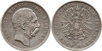 Deutsches Kaiserreich / Sachsen 5 Mark Albrecht I., 1873 - 1902, Muldenhütten, Max Barduleck, GOTT MIT UNS -