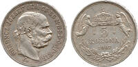 Ungarn 5 Korona Franz Joseph I, Eingekerbter Kopf, 1848 - 1916, Kremnitz -