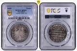 Frankfurt, Stadt Taler 1859 PCGS MS65. Schöne Patina. Stempelglanz