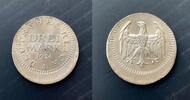 Weimarer Republik 3 Mark-Verprägung 1 1924 A Äußerst selten. Winz. Fleck. Fast Stempelglanz